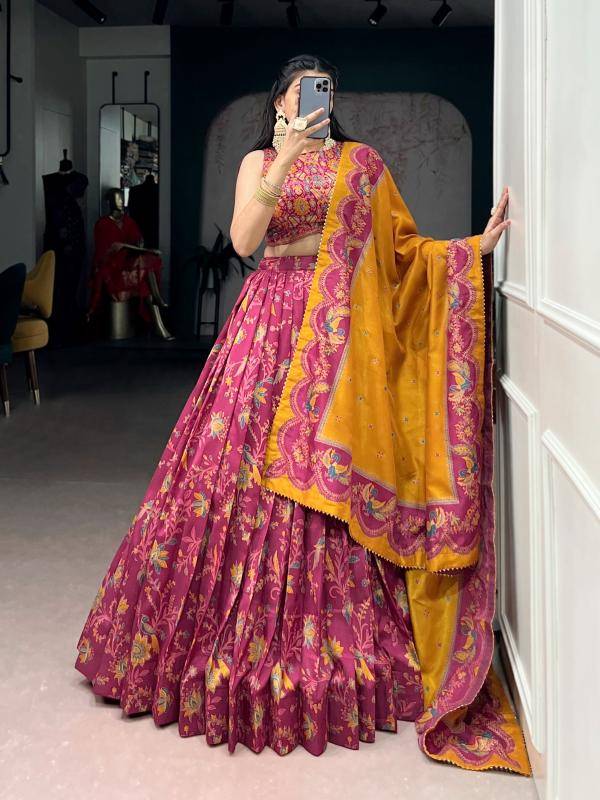LNB 1256 Tasar Silk PNK Lehengha choli with zari work in hydrabad